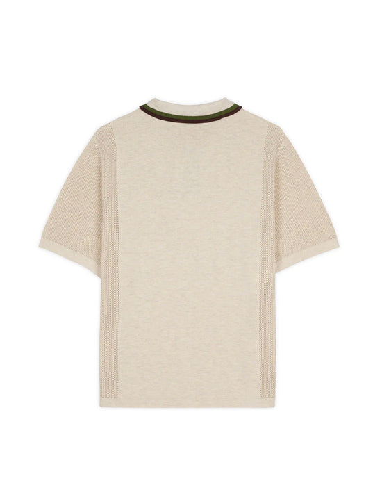 BRAIN DEAD Logo Head Pointelle Polo - Natural