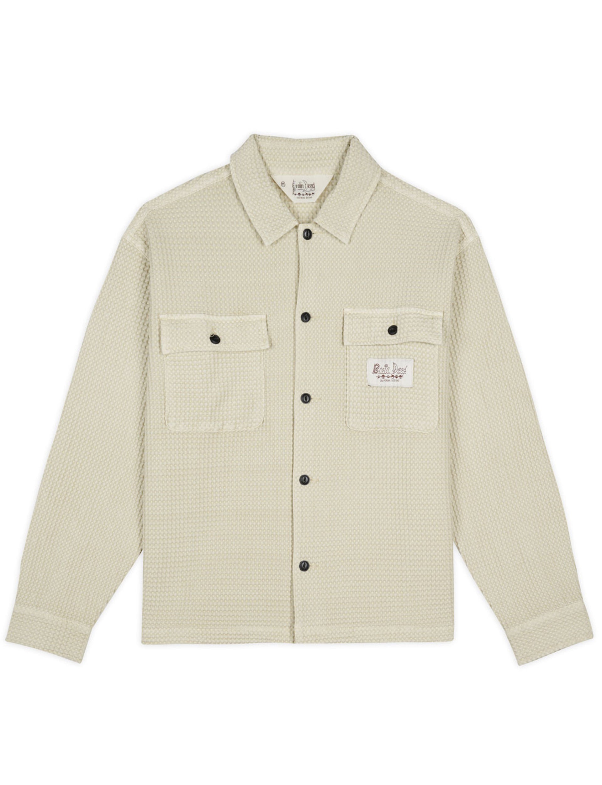 BRAIN DEAD WAFFLE BUTTON FRONT SHIRT TAN