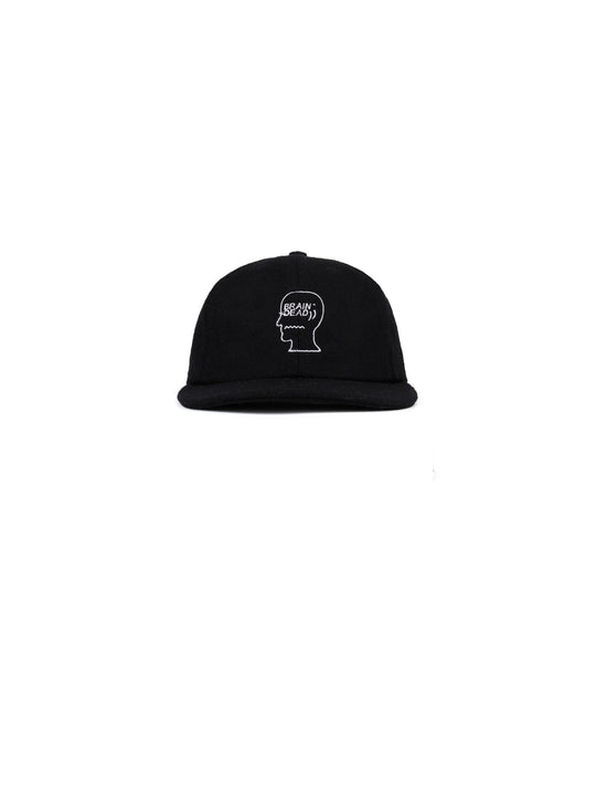 Brain Dead Flannel Logohead 6 Panel Hat- Black