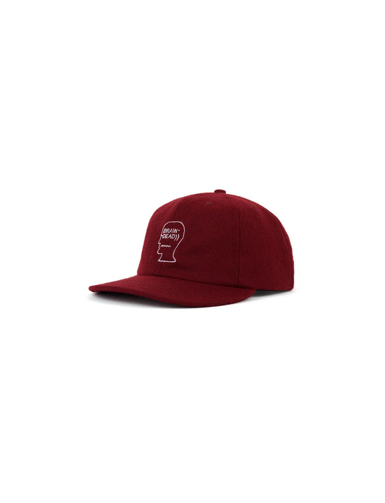 Brain Dead Flannel Logohead 6 Panel Hat- Burgundy
