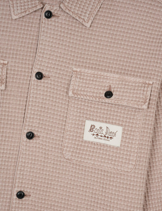Brain Dead Waffle Button Front Shirt - Sand