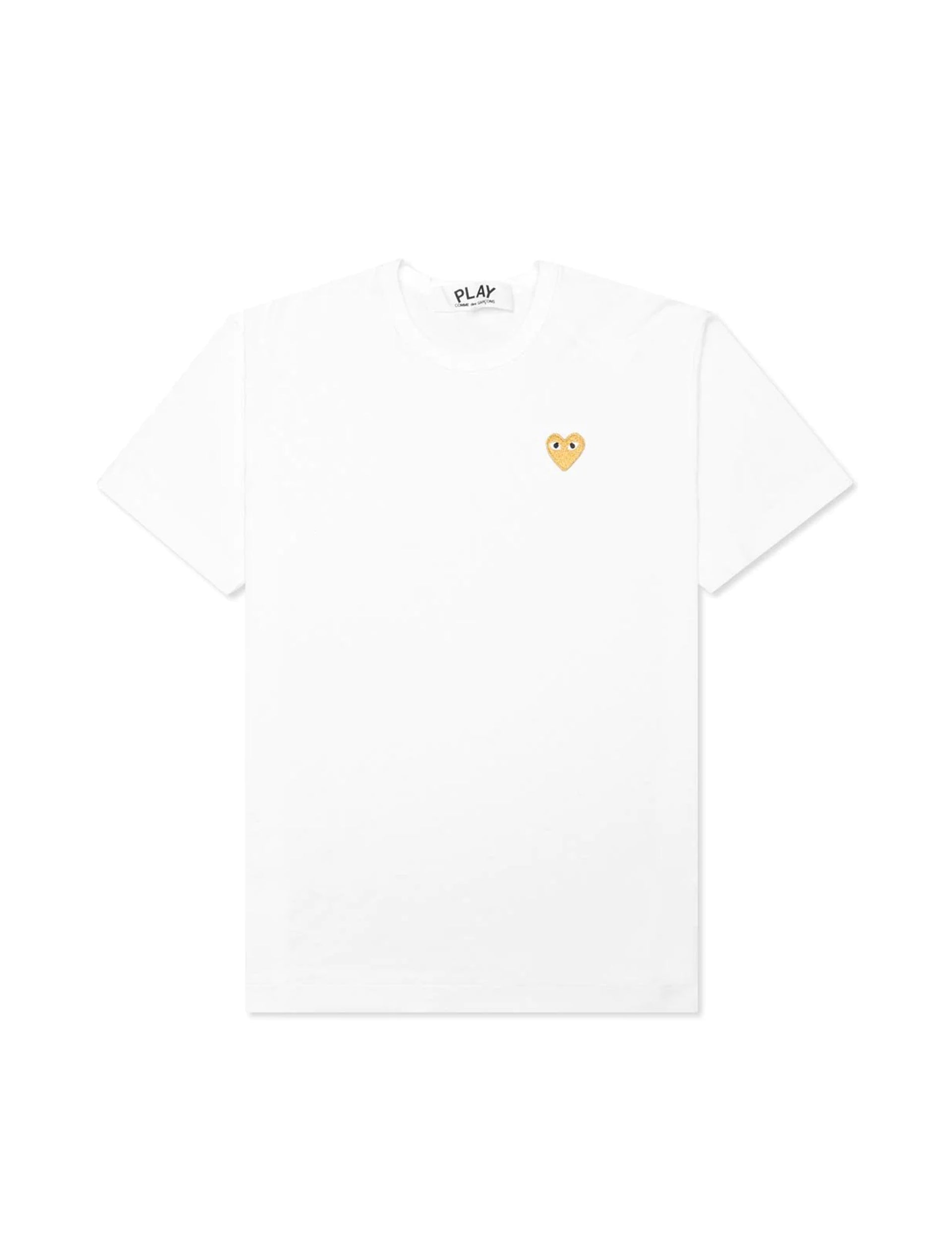 COMME DES GARCONS PLAY BASIC GOLD LOGO TEE WHITE