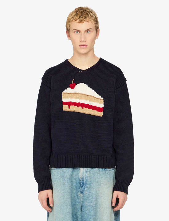 JW ANDERSON CAKE' GRAPHIC SWEATER BLUE