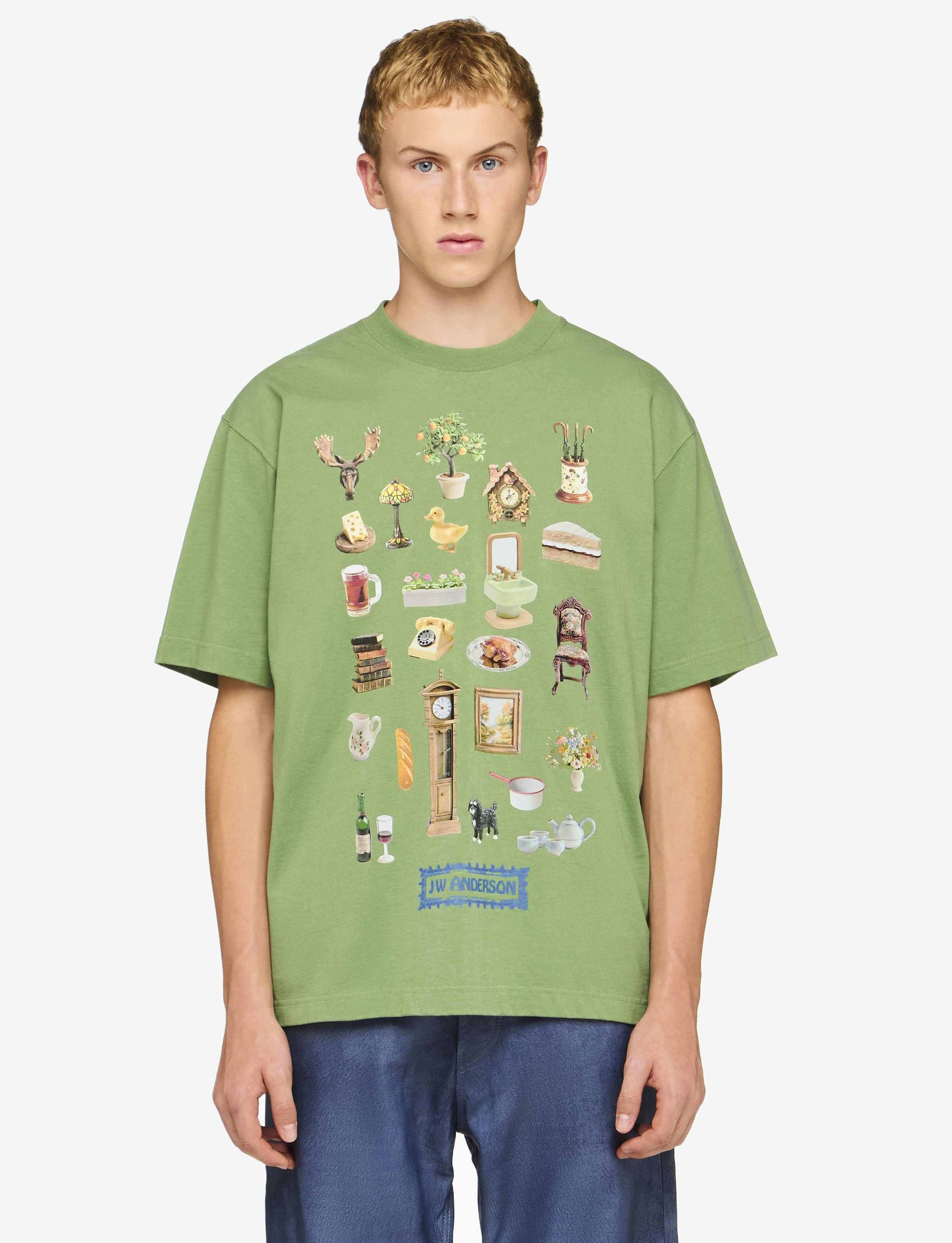 JW ANDERSON DIORAMA PRINTED T-SHIRT GREEN