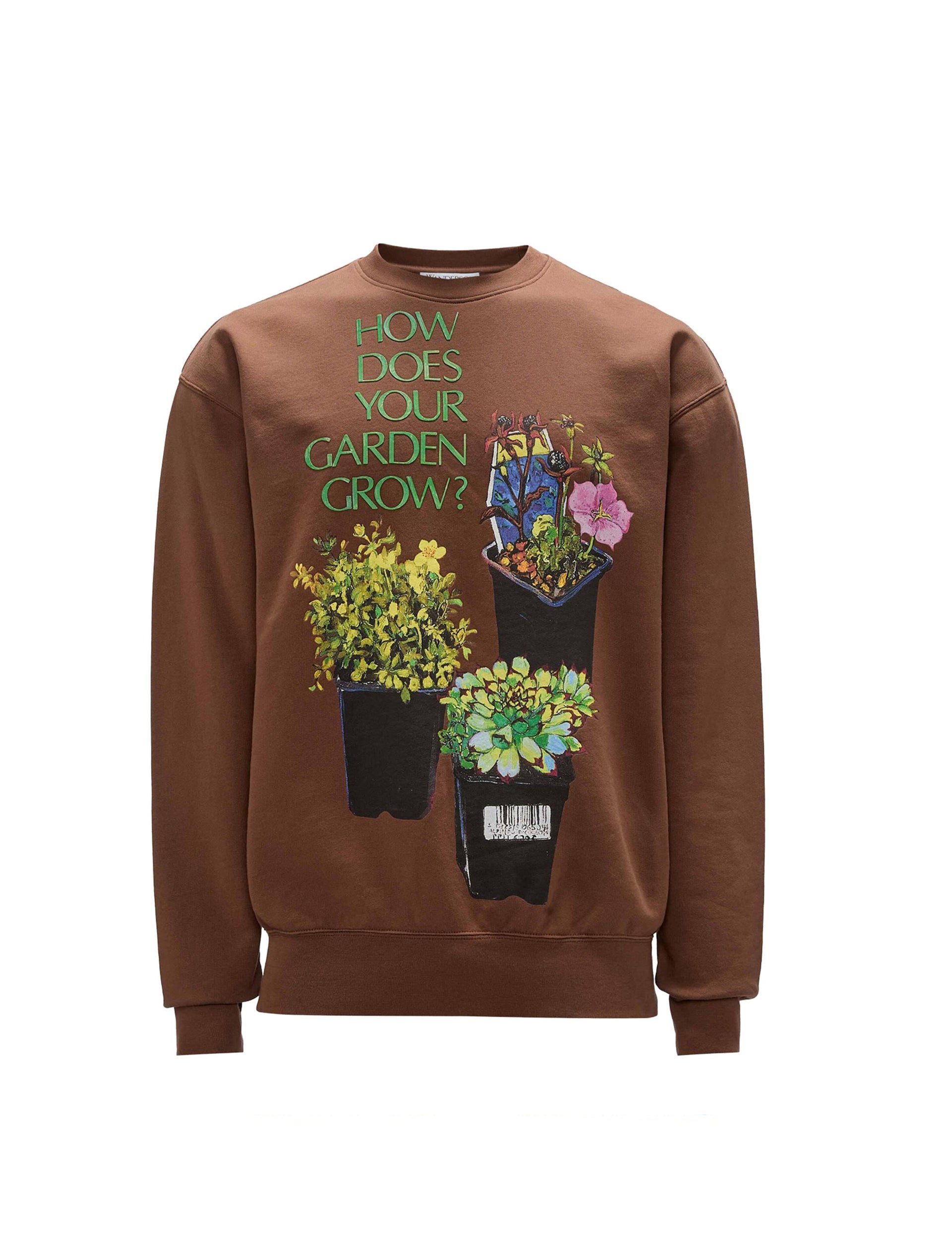 JW ANDERSON FLOWER POT PRINT SWEATSHIRT BROWN