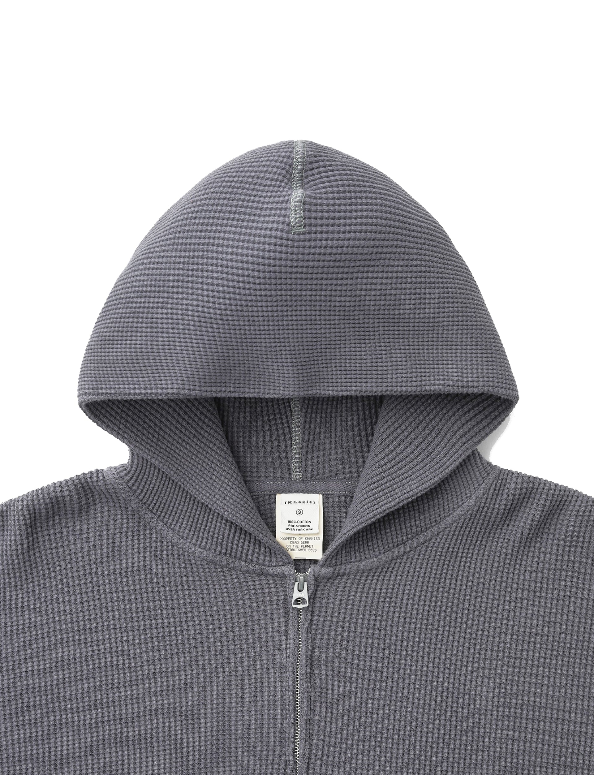 Khakis Waffle Full Zip Hoodie Faded Black