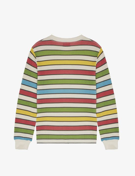 LATE CHECKOUT MULTICOLOUR SCRIPT WAFFLE L/S TEE