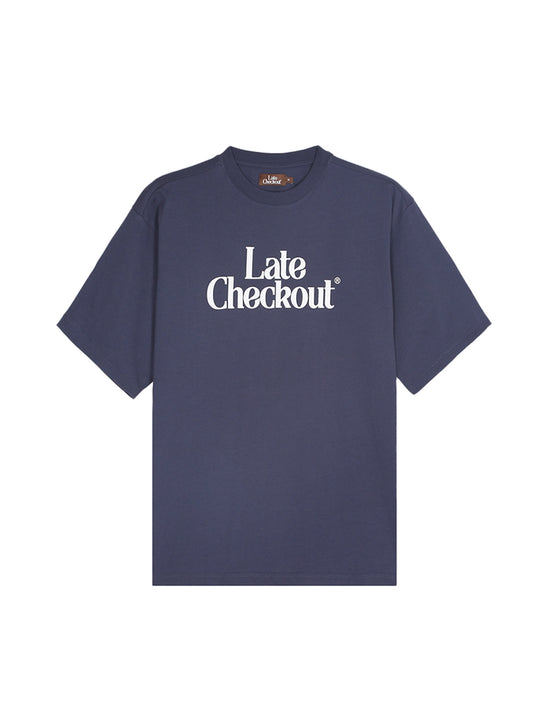 LATE CHECKOUT Navy White Logo Tee