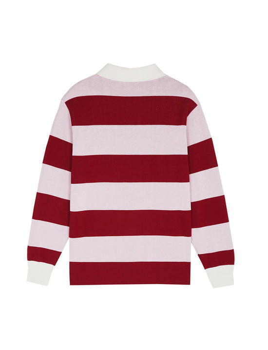 LATE CHECKOUT PINK/BURGUNDY RUGBY POLO