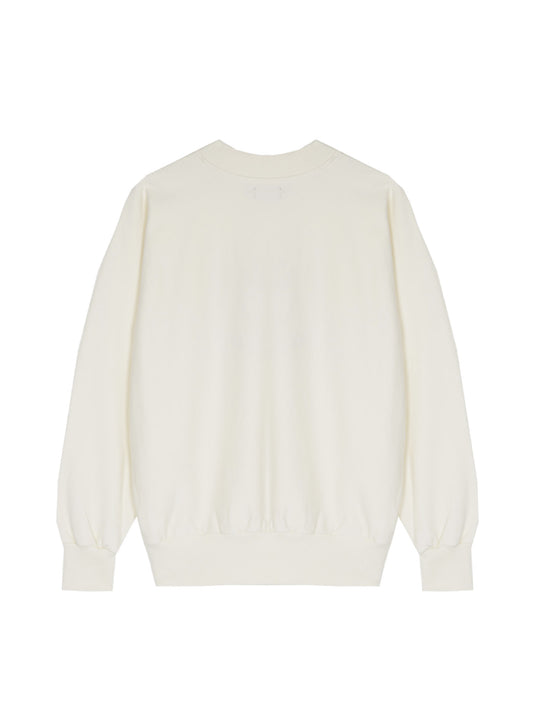 LATE CHECKOUT WHITE/RED SCRIPT CREWNECK SWEATSHIRT