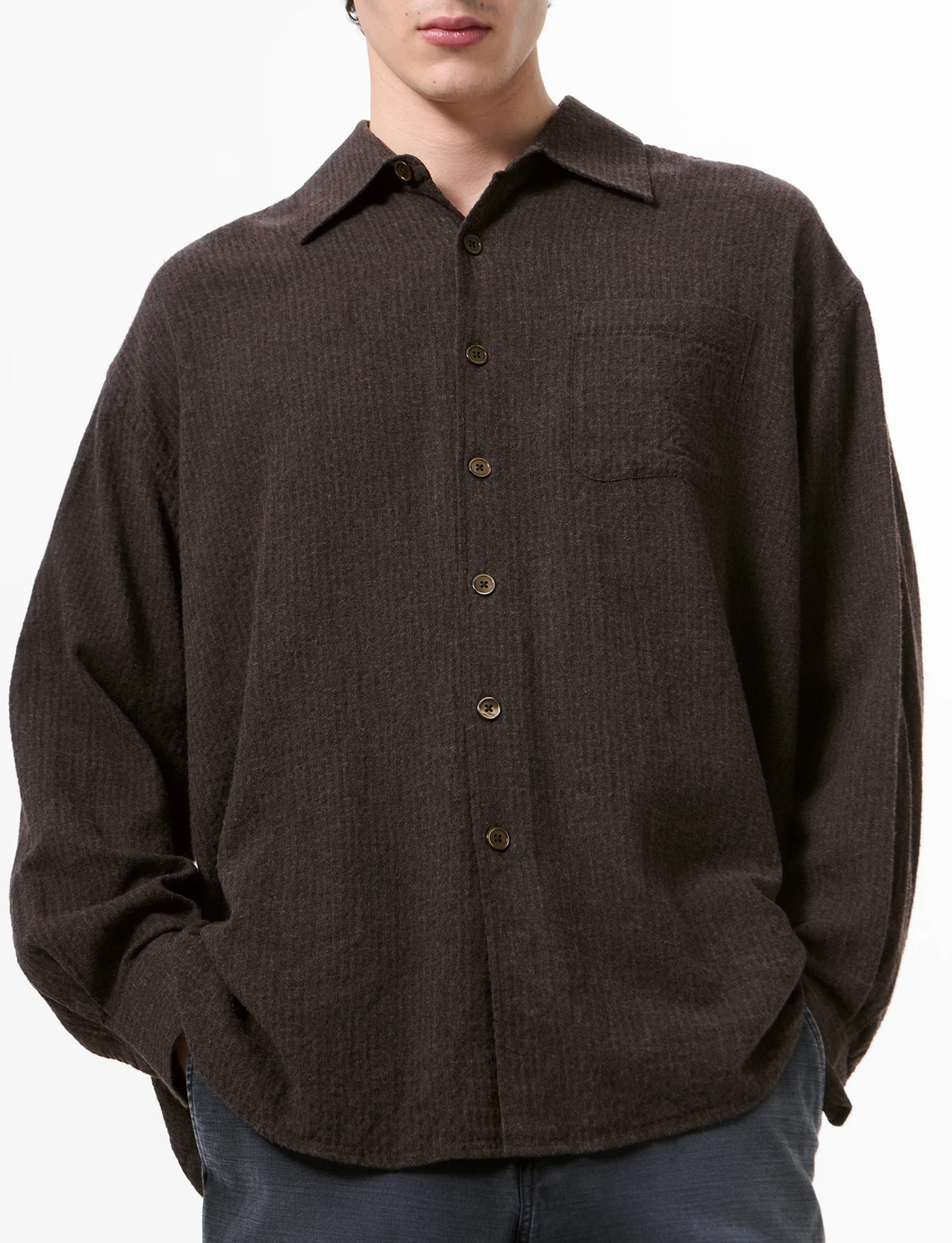 OUR LEGACY BORROWED SHIRT, Truffle Check Grid Cloth