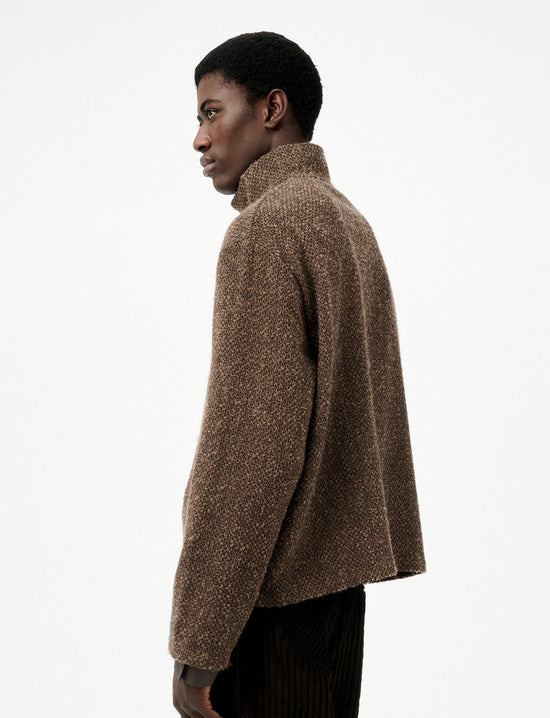 OUR LEGACY SHRUNKEN FULLZIP POLO Brown Sparse Buckle Weave