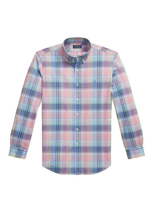 POLO RALPH LAUREN -LONG SLEEVE-SPORT SHIRT PINK BLUE MULTI