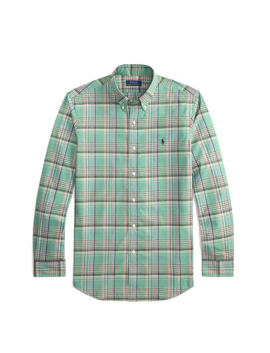 POLO RALPH LAUREN -LONG SLEEVE-SPORT SHIRT GREEN PINK MULTI
