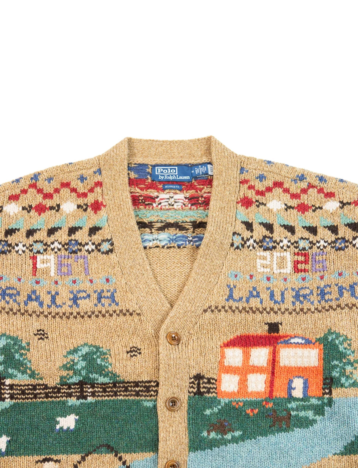 POLO RALPH LAUREN Relaxed Fit Scenic Wool Cardigan (Brown)