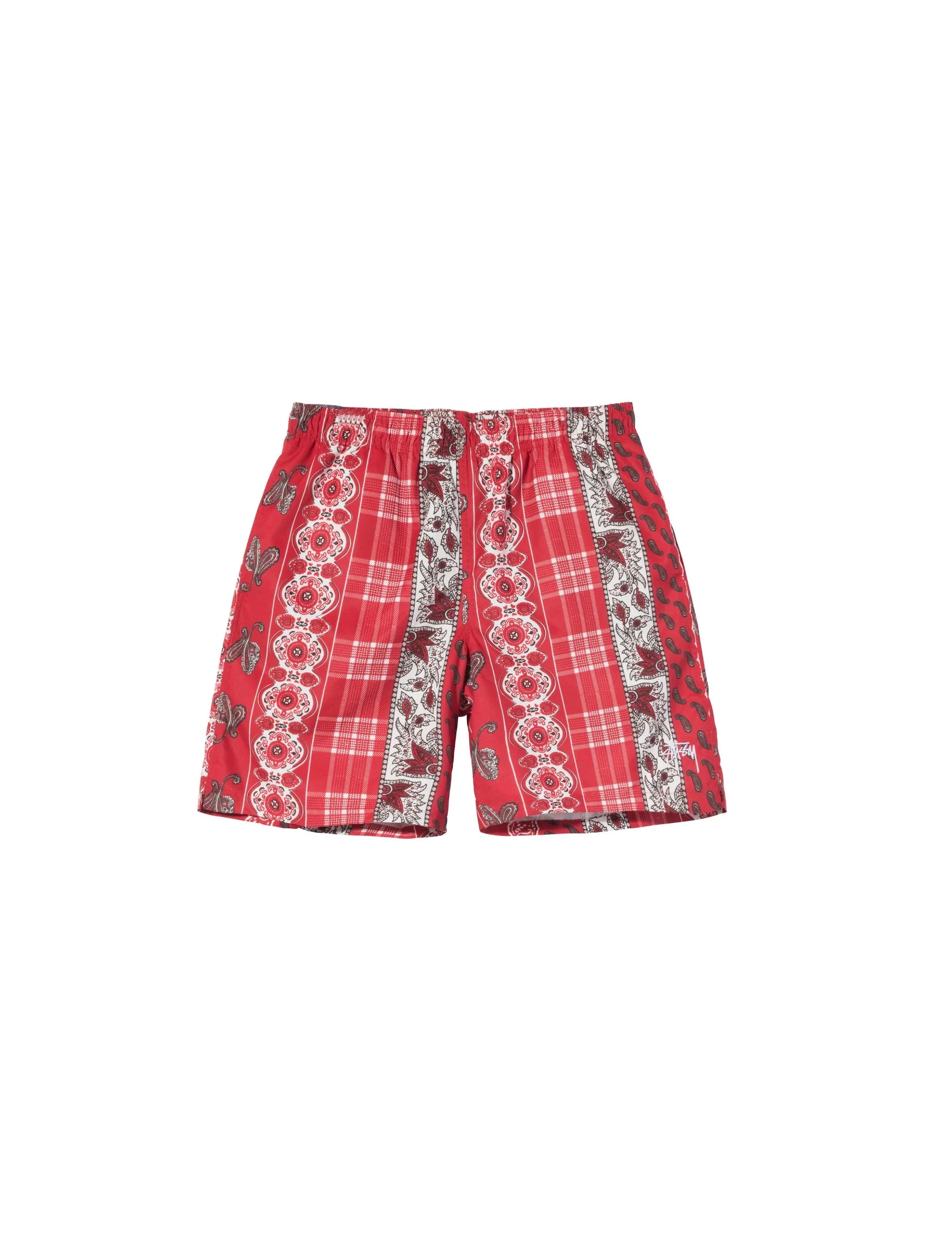 STÜSSY Paisley Plaid Water Short - Red