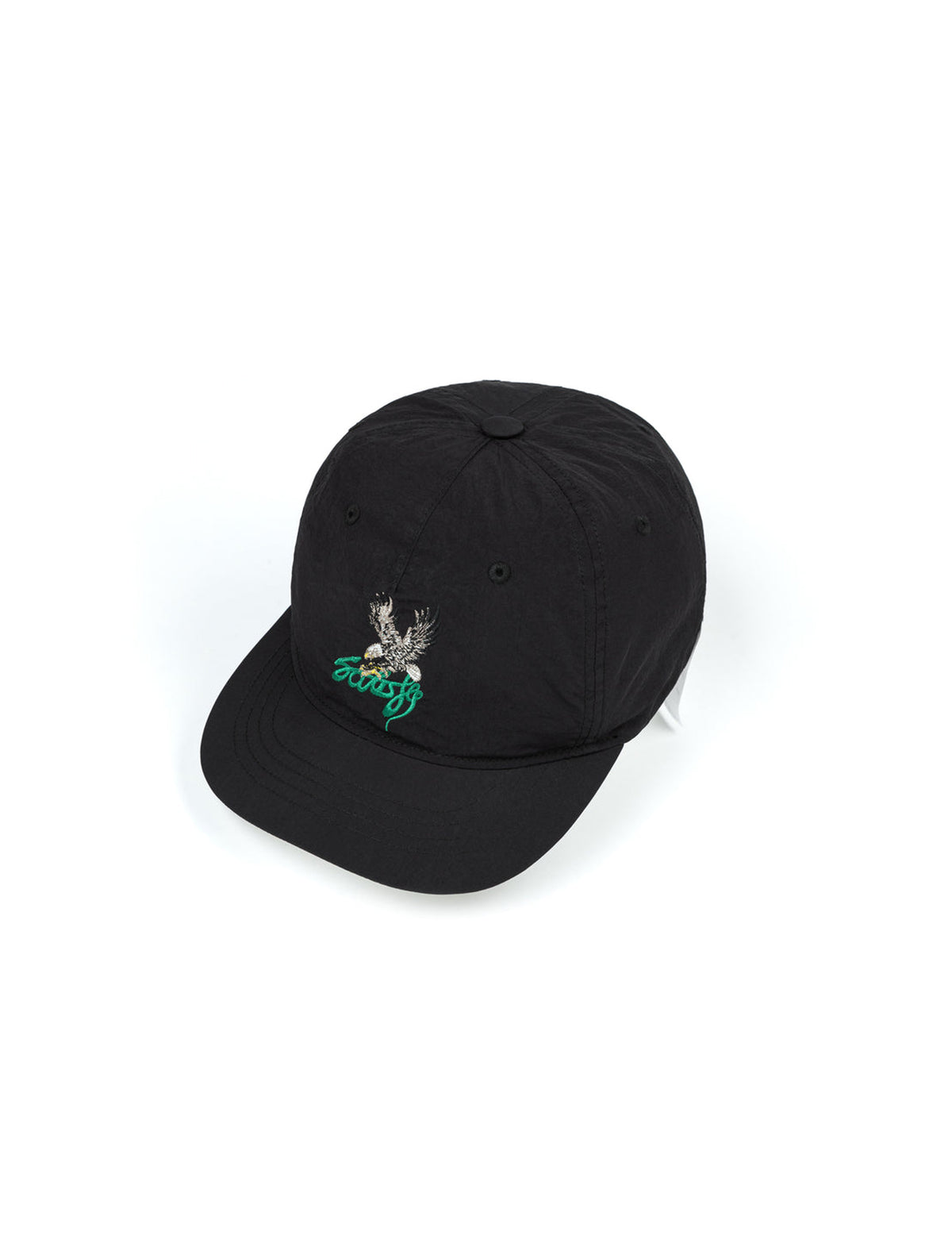 SATISFY FliteSilk™ 5‑Panel EAGLE Pinch Cap Logo BLACK