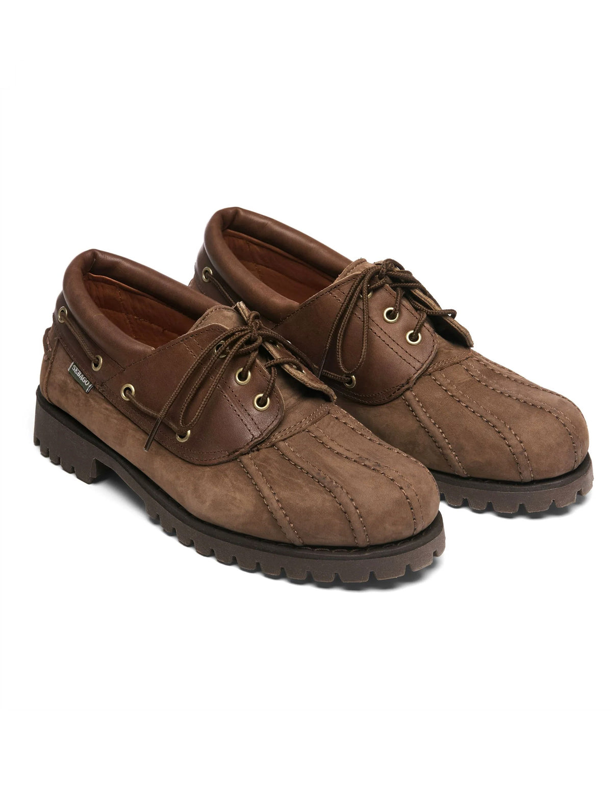 SEBAGO TUCKER Brown Men's Leather Lace-Up Moccasin