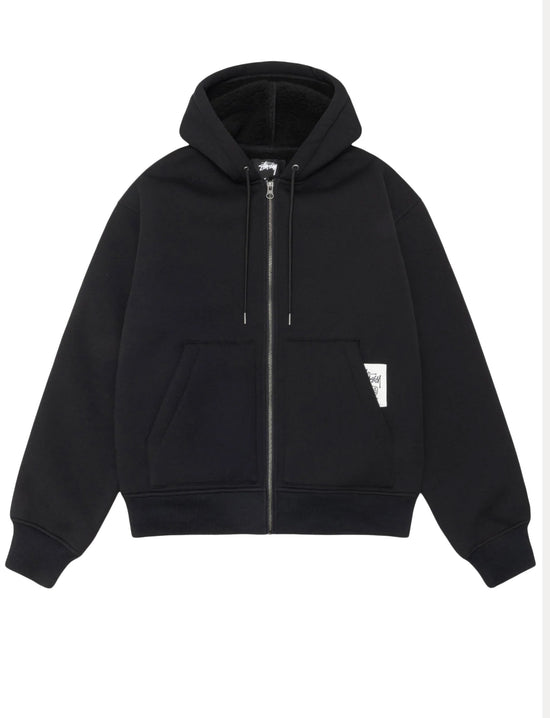 STÜSSY BONDED SHERPA HOODIE BLACK