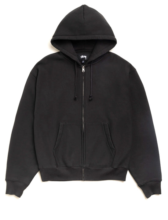 STÜSSY Cursive Applique Zip Hood BLACK