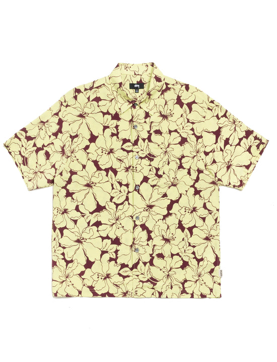 STÜSSY FLORAL HAWAIIAN SHIRT LIME