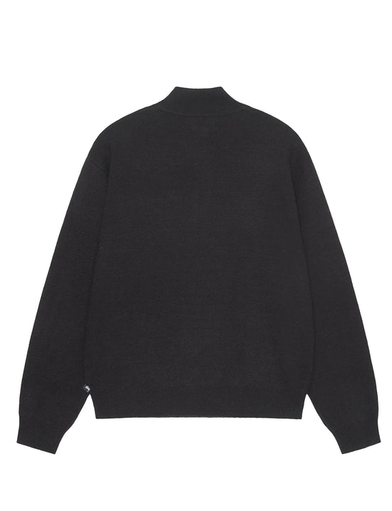STÜSSY Half Zip Mock Neck Sweater BLACK