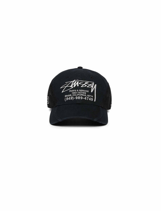 STÜSSY Lp Service Mesh Strapback Cap BLACK