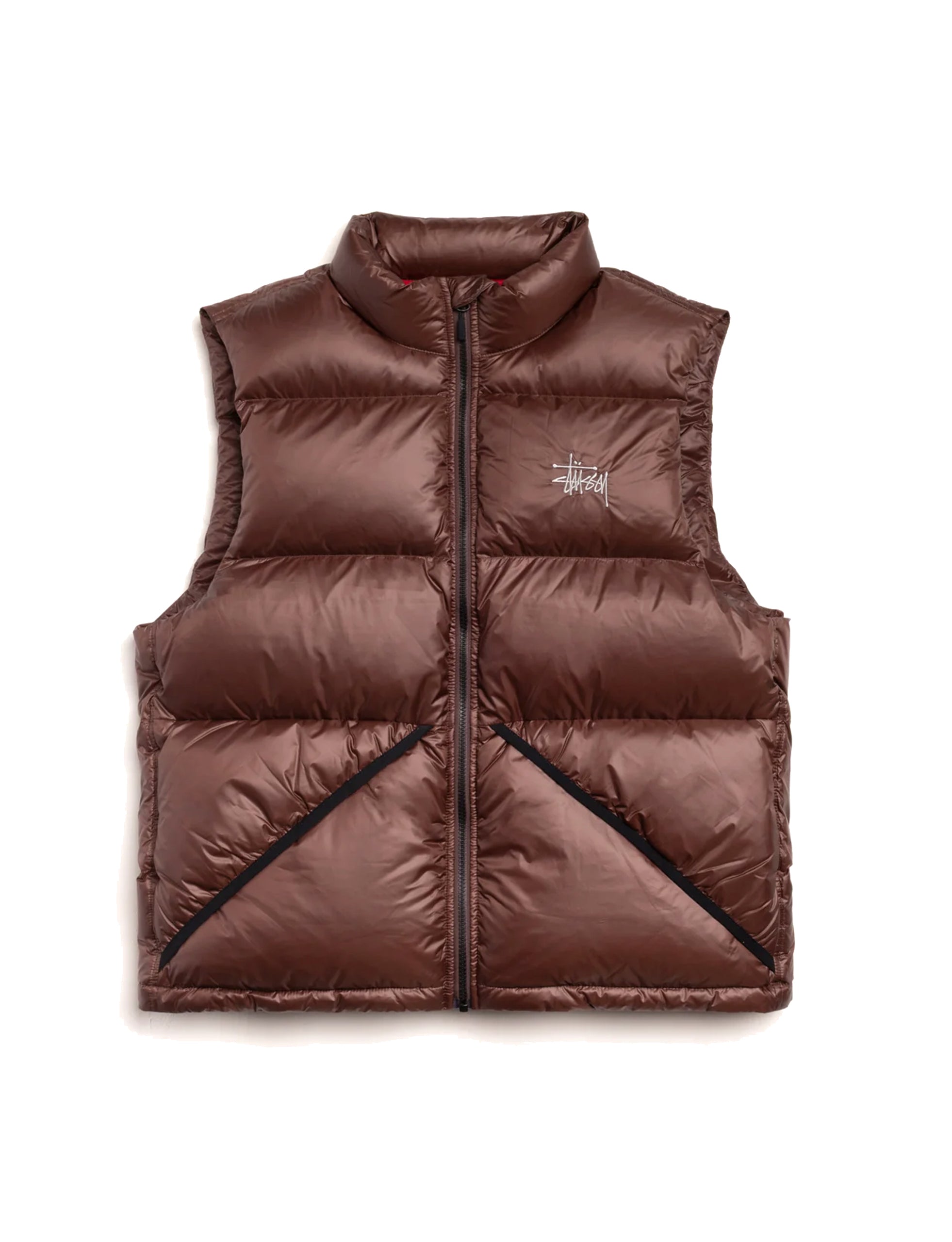 STÜSSY Micro Ripstop Down Vest Brown - minishopmadrid