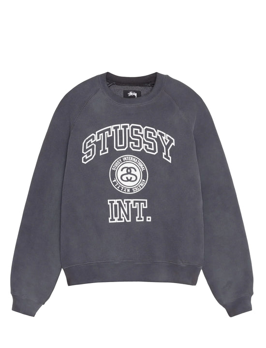 STÜSSY Overlock Varsity Raglan Crew WASHED BLACK