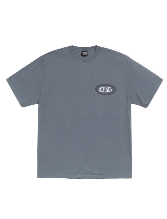 STÜSSY Tile Oval Pig. Dyed Tee Blue