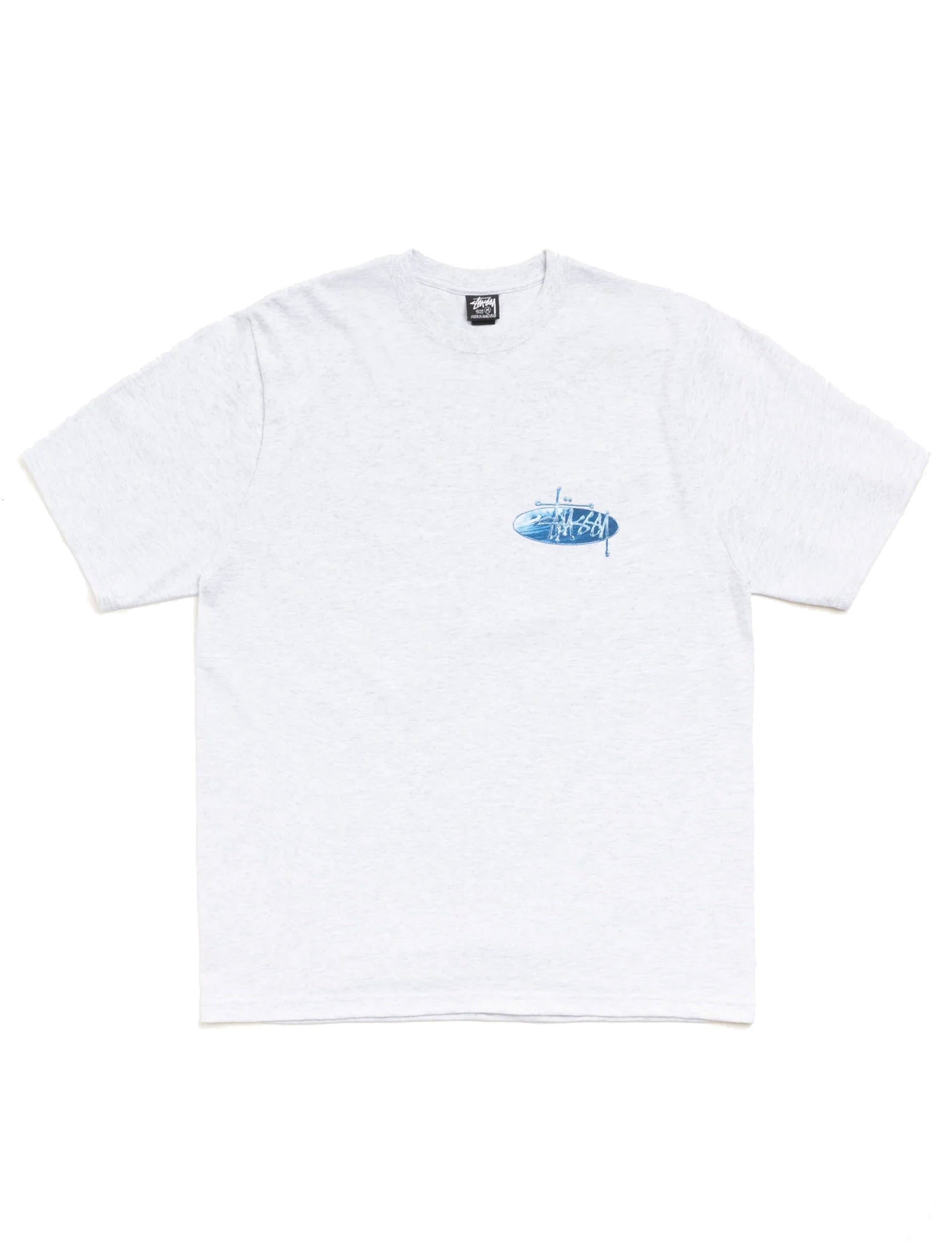 STÜSSY WAVE OVAL TEE ash heather