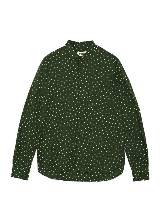 YMC CURTIS COTTON DOT PRINT SEERSUCKER GREEN