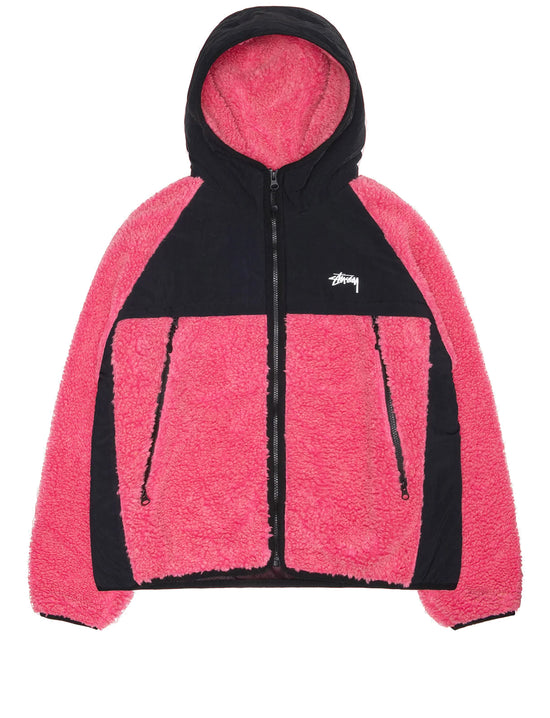 STÜSSY Sherpa Paneled Hooded Jacket Pink