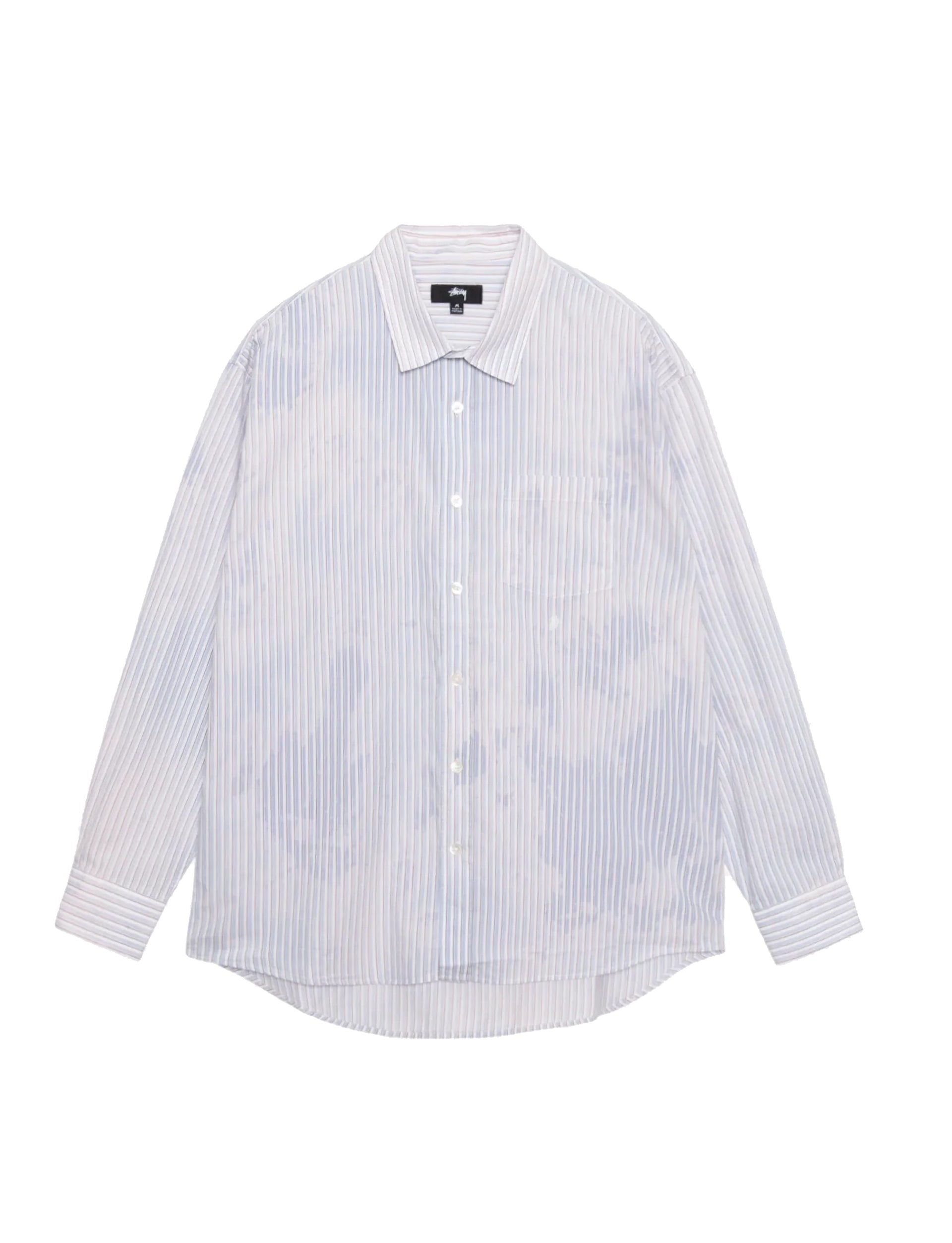 STÜSSY CLASSIC LS SHIRT BLEACHED POPLIN BLUE