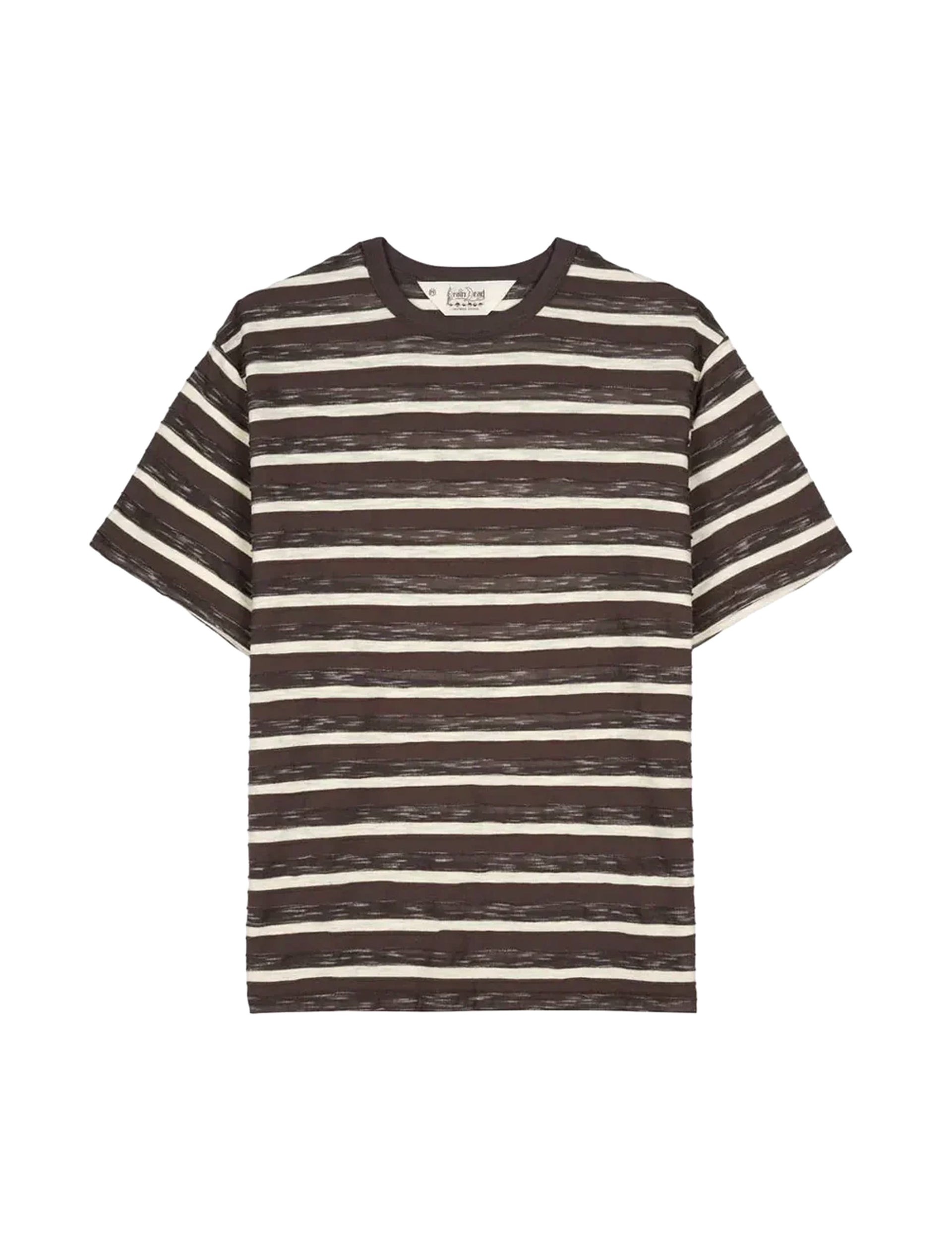 BRAIN DEAD CASEY STRIPED T-SHIRT - COFFEE