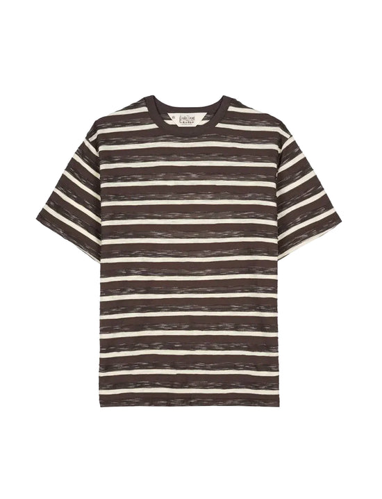 BRAIN DEAD CASEY STRIPED T-SHIRT - COFFEE