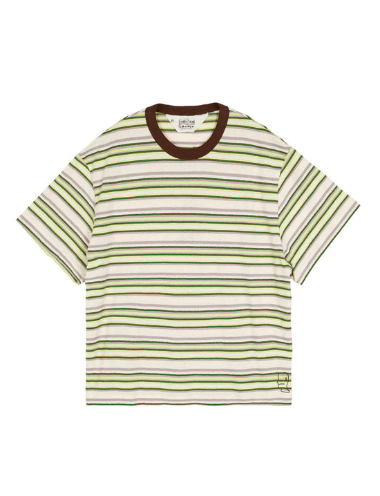 BRAIN DEAD LOOPED STRIPE T-SHIRT - GREEN MULTI