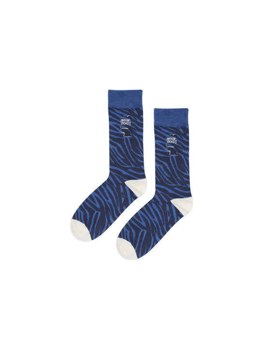 BRAIN DEAD Logohead Dress Socks - Blue Zebra