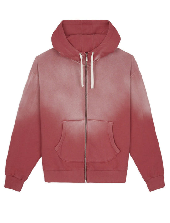 BRAIN DEAD PADDED ELBOW ZIP-UP HOODIE - BRICK