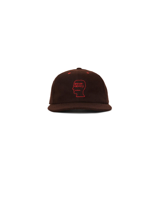 Brain Dead Flannel Logohead 6 Panel Hat- Brown