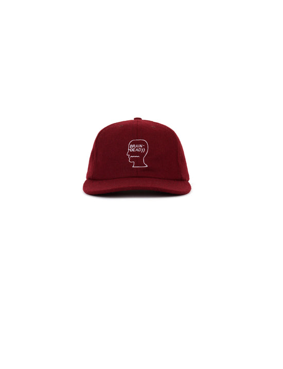 Brain Dead Flannel Logohead 6 Panel Hat- Burgundy