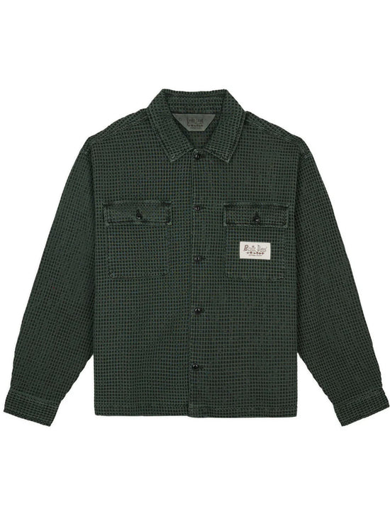 Brain Dead Waffle Button Front Shirt - Dark Green