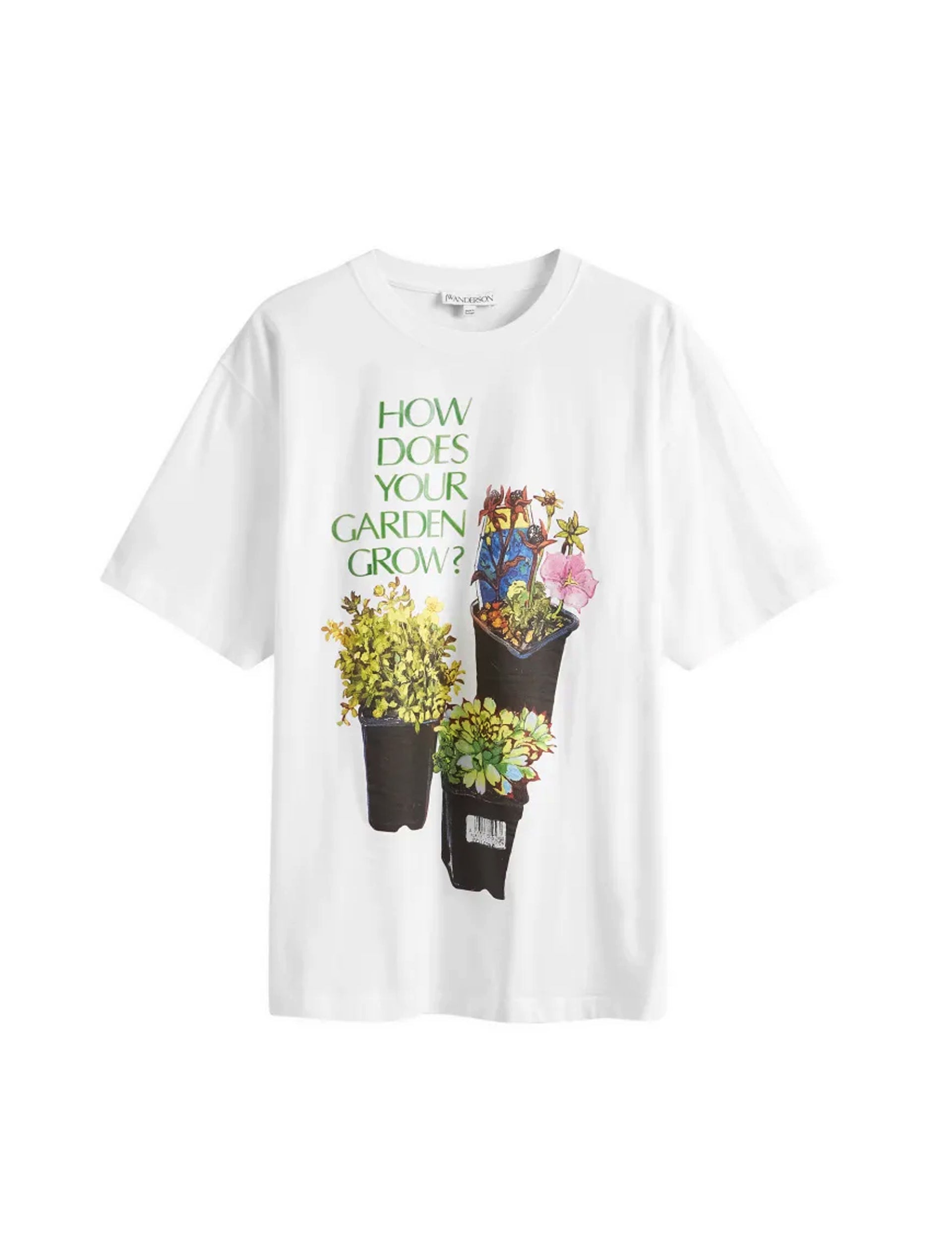 JW ANDERSON FLOWER POT PRINT OVERSIZED T-SHIRT WHITE