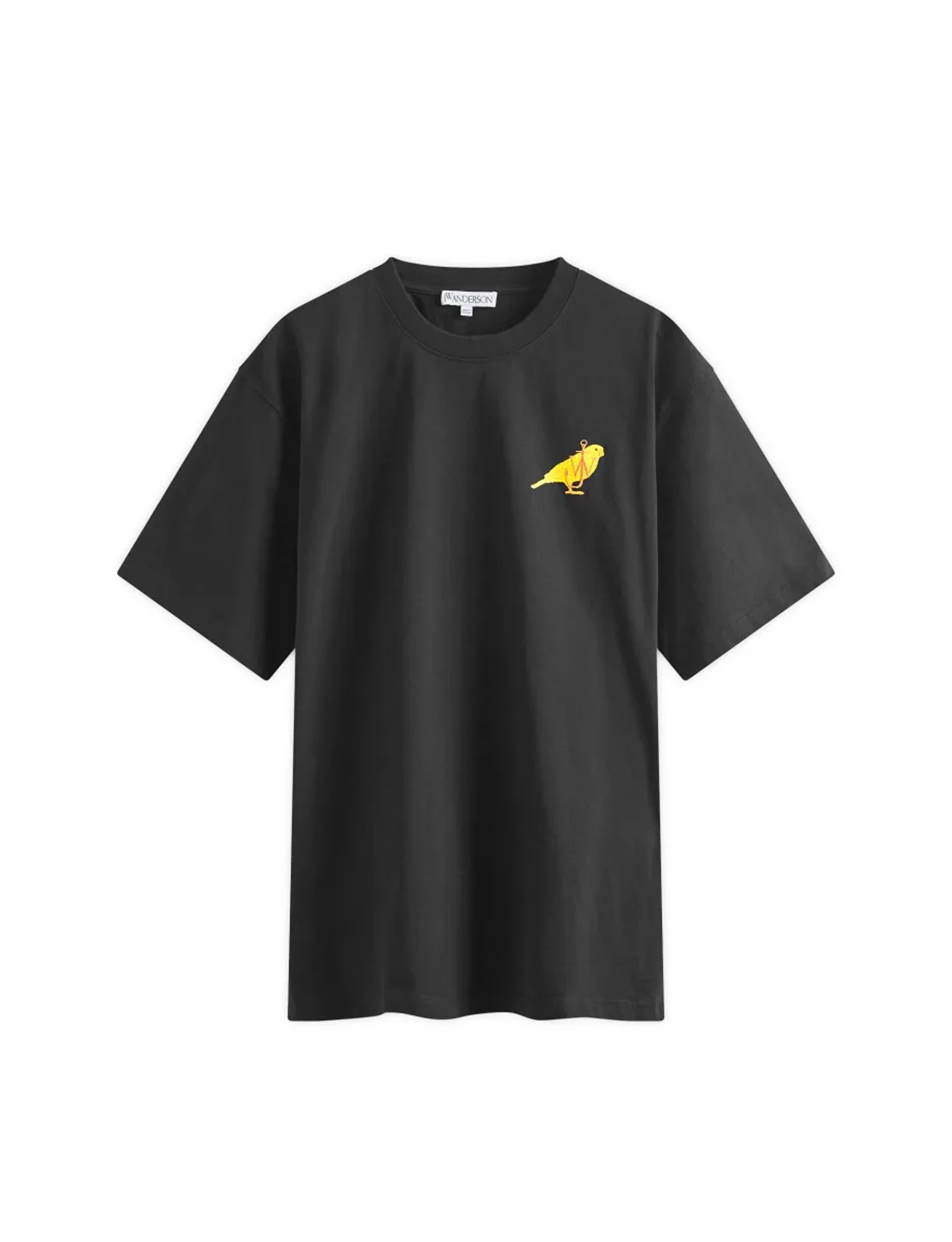 JW ANDERSON CANARY EMBROIDERY T-SHIRT BLACK