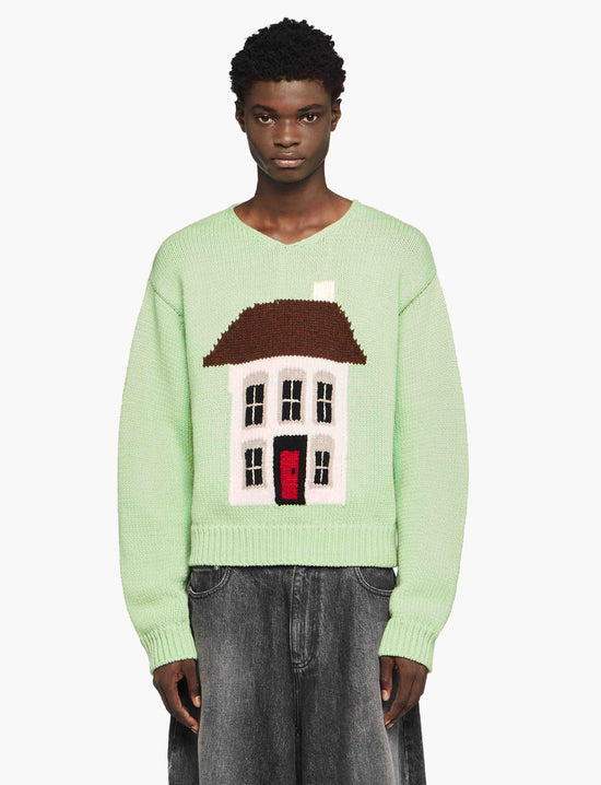 JW ANDERSON HOUSE' GRAPHIC SWEATER SPEARMINT