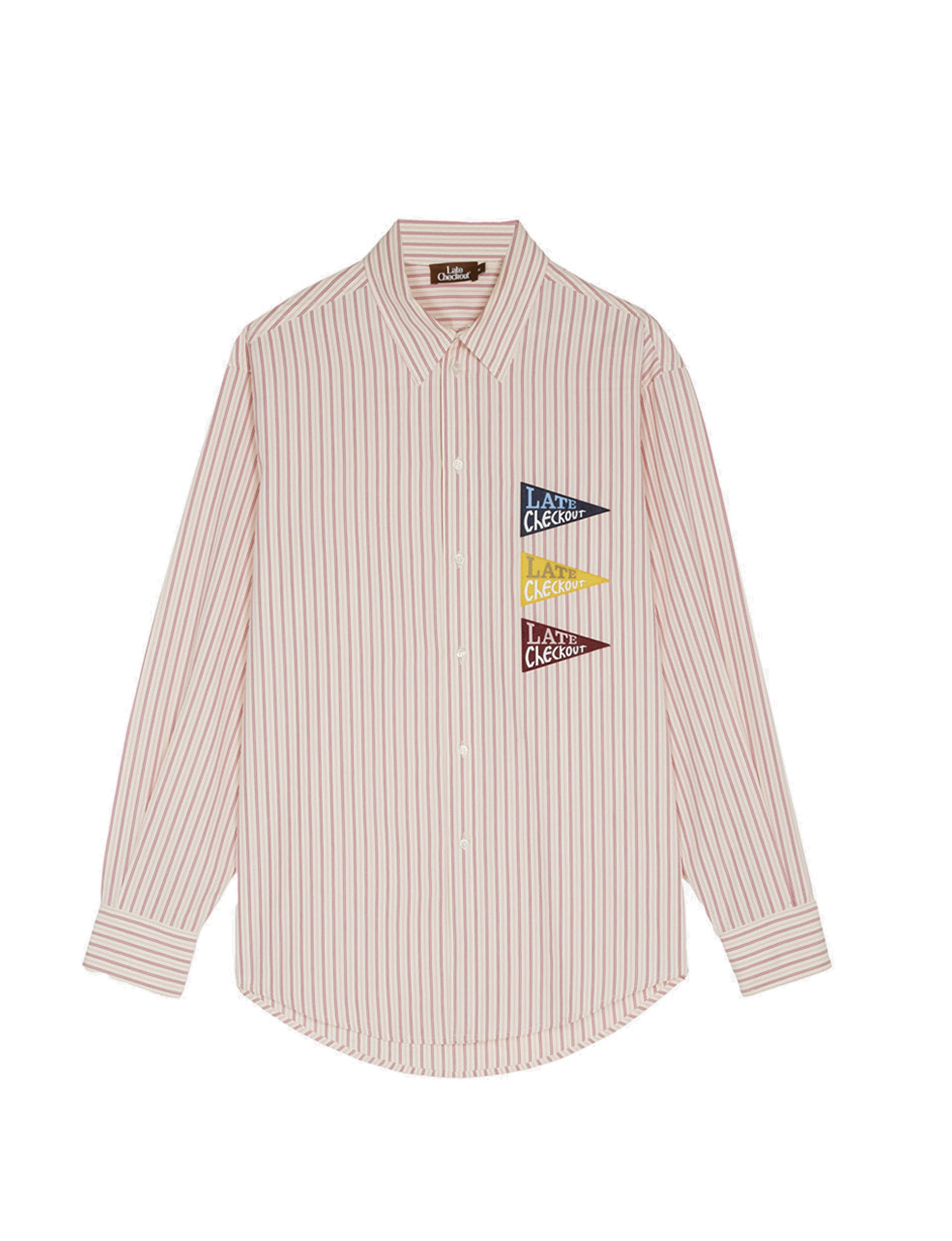 LATE CHECKOUT WHITE/PINK STRIPED FLAG WESTERN SHIRT