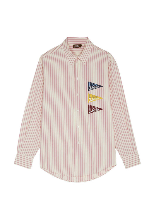 LATE CHECKOUT WHITE/PINK STRIPED FLAG WESTERN SHIRT