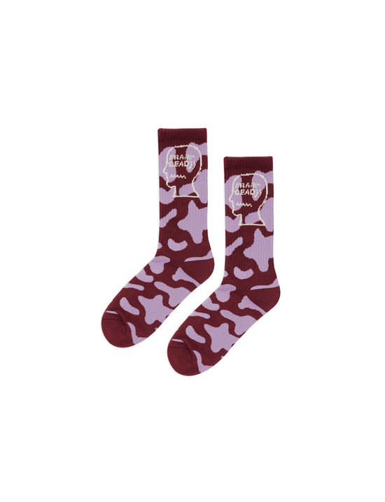 BRAIN DEAD Logohead Crew Socks - Pink Cow