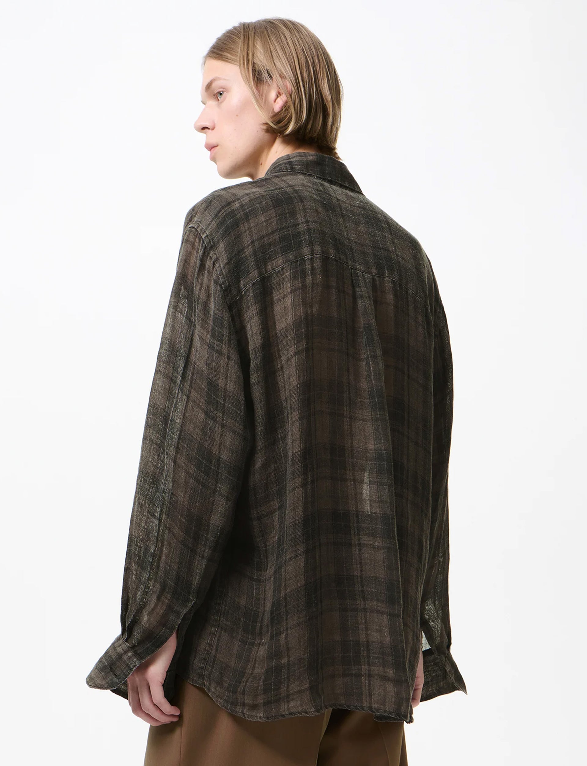 OUR LEGACY ABOVE SHIRT Penumbra Check Sheercoat Linen