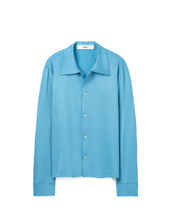 SÉFR DARIAN SHIRT CYAN JERSEY RIB